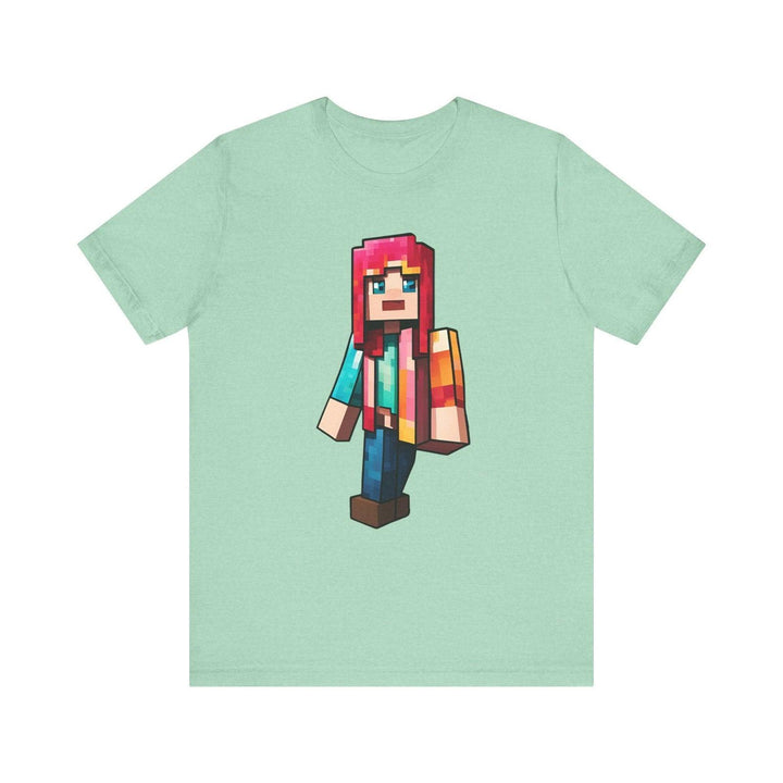 Minecraft Pixel Rainbow Adventurer T Shirt | Heather Mint