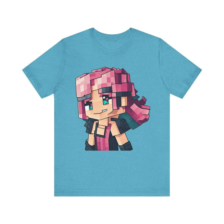 Minecraft Pixel Rebel T Shirt | Heather Aqua