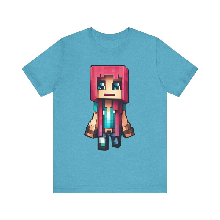 Minecraft Pixel Wanderer T Shirt | Heather Aqua