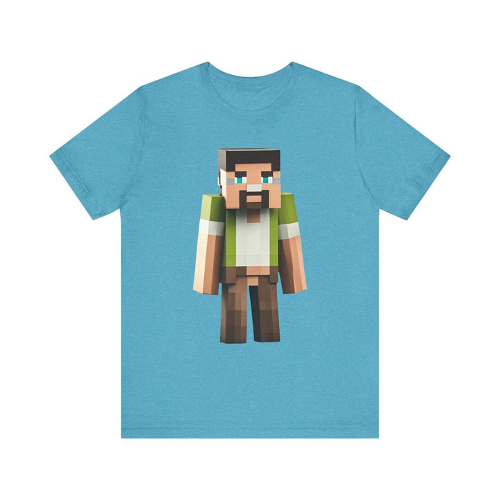 Minecraft Pixel Woodsman T Shirt | Heather Aqua