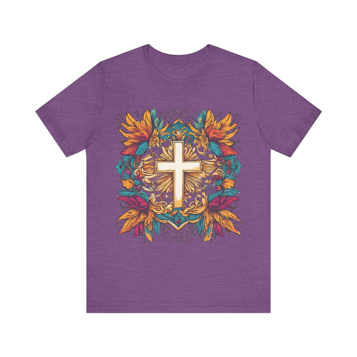 Christian Radiant Cross T Shirt | Heather Team Purple