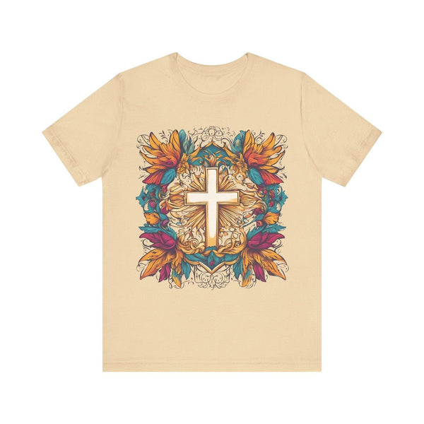 Christian Radiant Cross T Shirt | Soft Cream