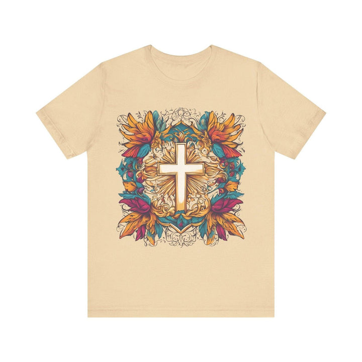 Christian Radiant Cross T Shirt | Soft Cream