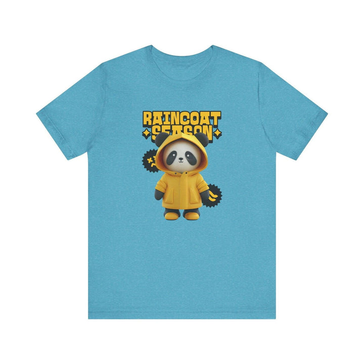 Adventure Raincoat Season Panda T Shirt | Heather Aqua