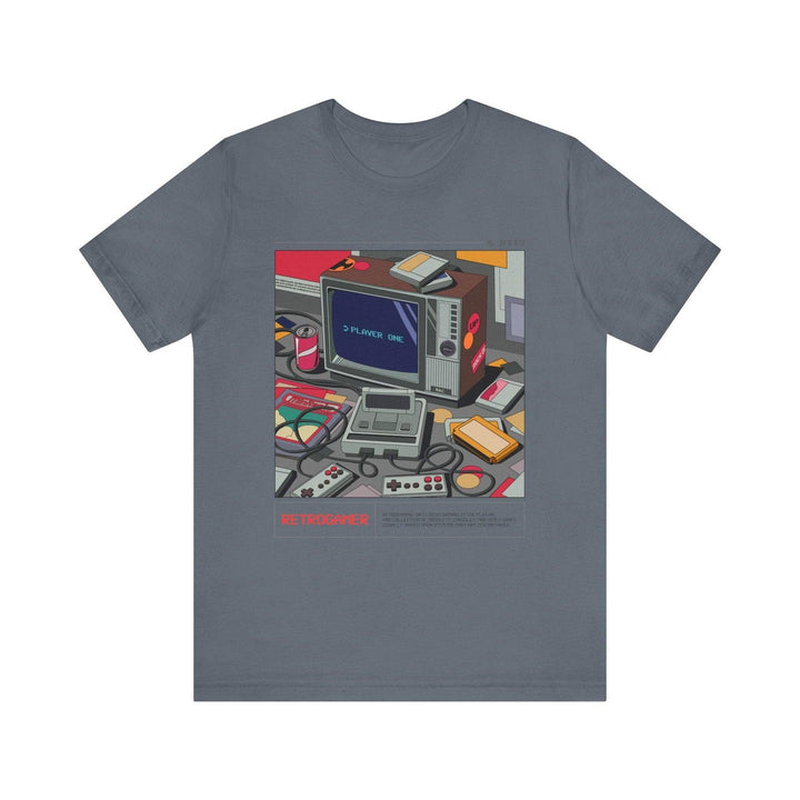 Retro Gaming Vibe T Shirt | Steel Blue