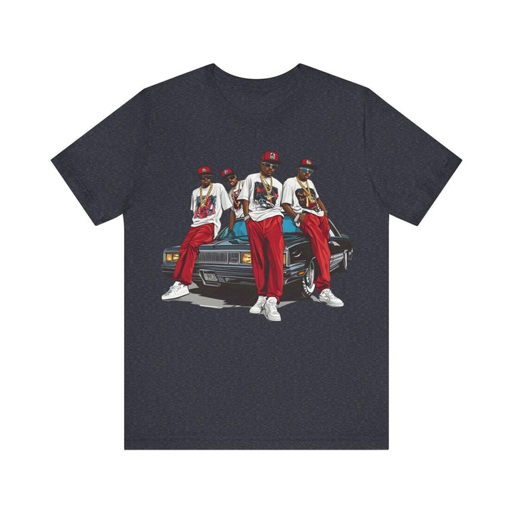 Hip Hop Retro Gangster Vibes T Shirt | Heather Navy