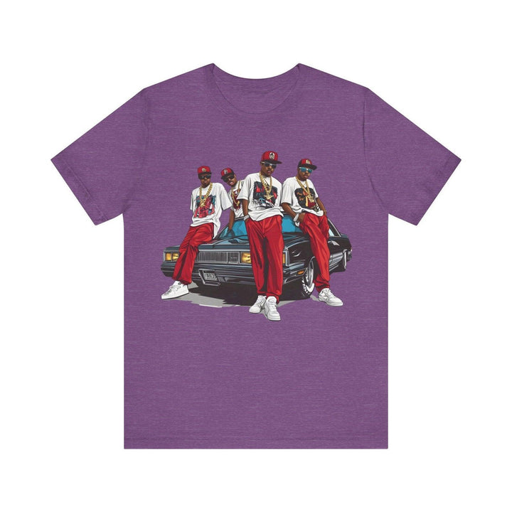 Hip Hop Retro Gangster Vibes T Shirt | Heather Team Purple