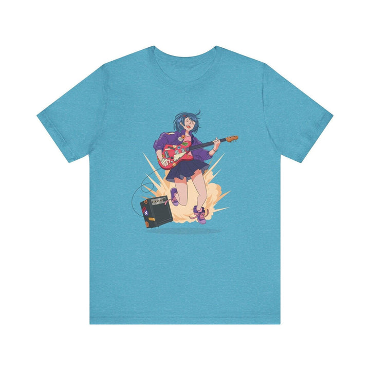 Band Rockstar Anime T Shirt | Heather Aqua