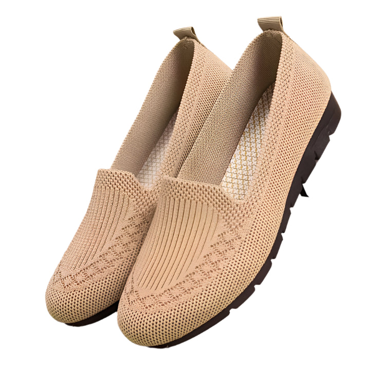 Women Casual Knit Walking | Orthopedic Shoes | Khaki Twill Tees