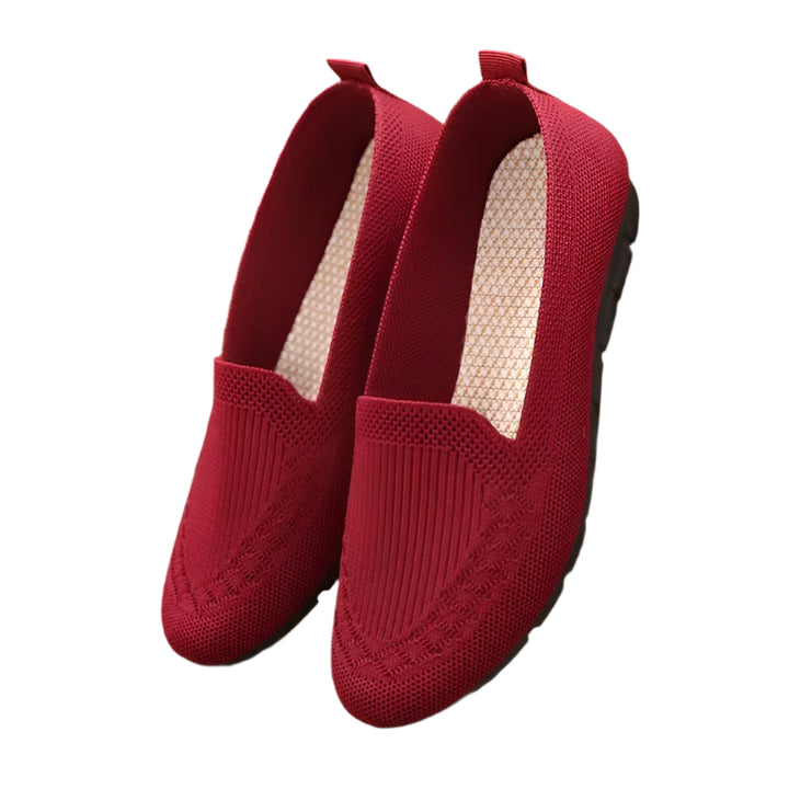 Women Casual Knit Walking | Orthopedic Shoes | Red Twill Tees