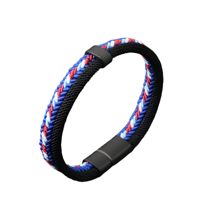 Detachable Buckle Bracelet | White Blue Twill Tees
