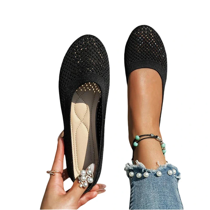 Women Breathable Round Toe | Orthopedic Shoes | Black Twill Tees