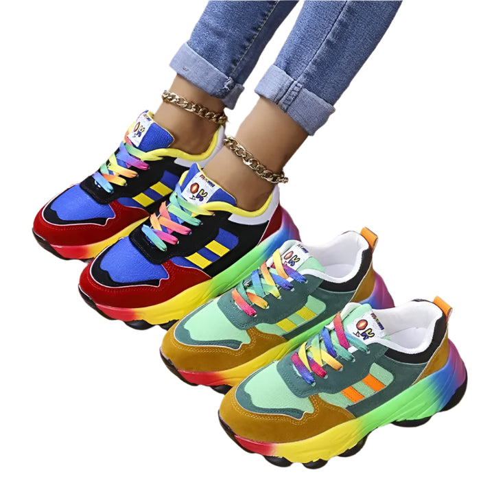 Women Rainbow Sneakers | Orthopedic Shoes | Twill Tees