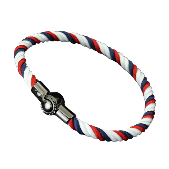 Black Magnet Bracelet | White Red Navy Twill Tees