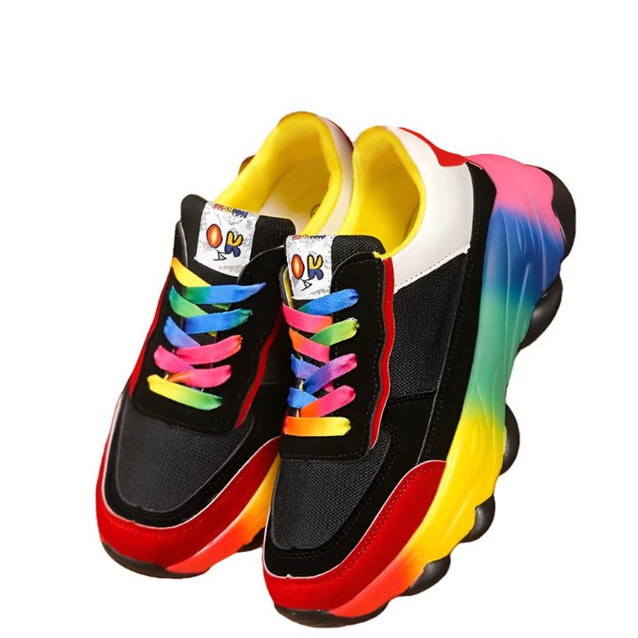 Women Colorful Sneakers | Orthopedic Shoes | Black Twill Tees