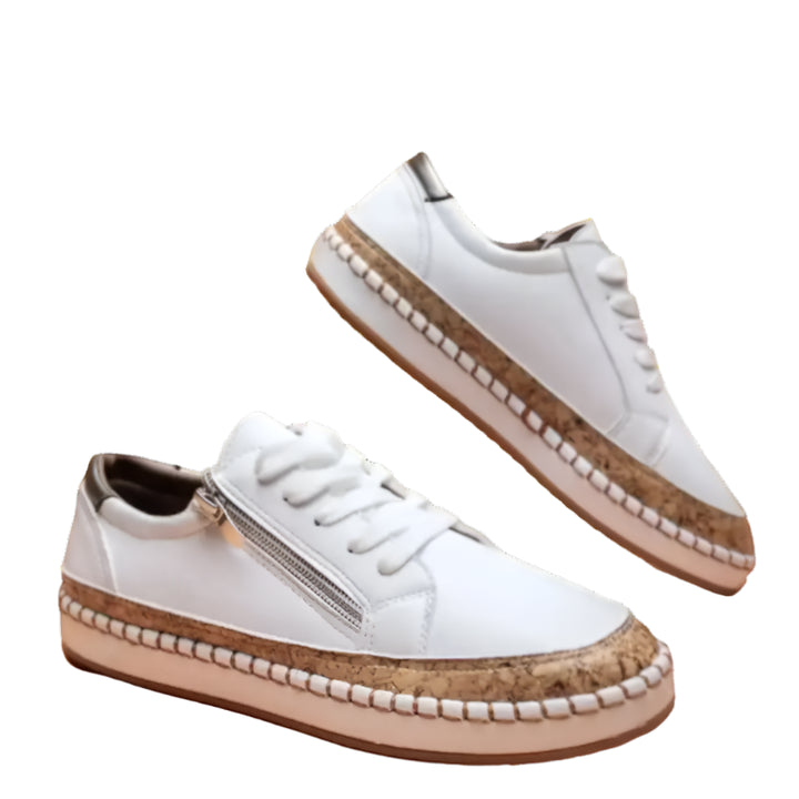 Women Lace Up | Orthopedic Shoes | White Twill Tees