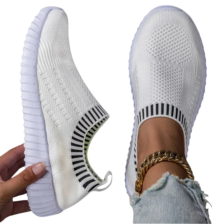 Women Air Knit Sneakers | Orthopedic Shoes | White Twill Tees