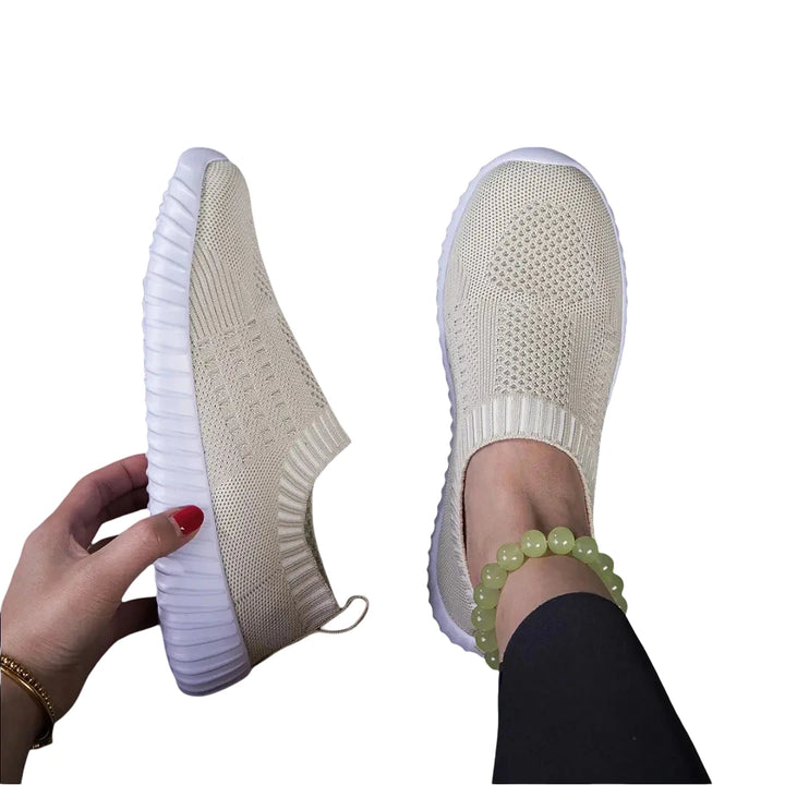 Women Air Knit Sneakers | Orthopedic Shoes | Khaki Twill Tees