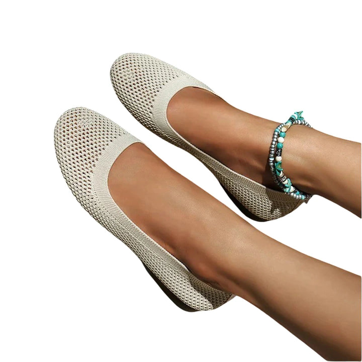 Women Breathable Round Toe | Orthopedic Shoes | Creamy White Twill Tees
