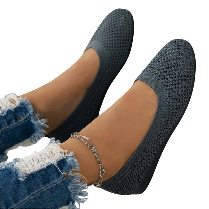Women Breathable Round Toe | Orthopedic Shoes | Dark Gray Twill Tees