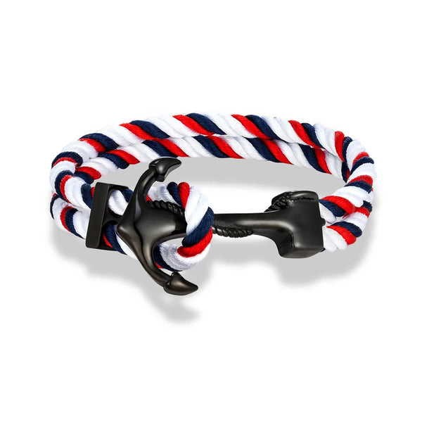 Black Anchor Bracelet | Red white Twill Tees