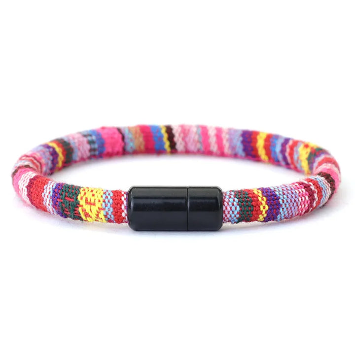 Bohemian Cord Bracelet | Rose Red Twill Tees