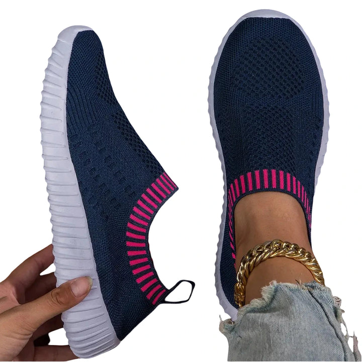 Women Air Knit Sneakers | Orthopedic Shoes | Navy Blue Twill Tees