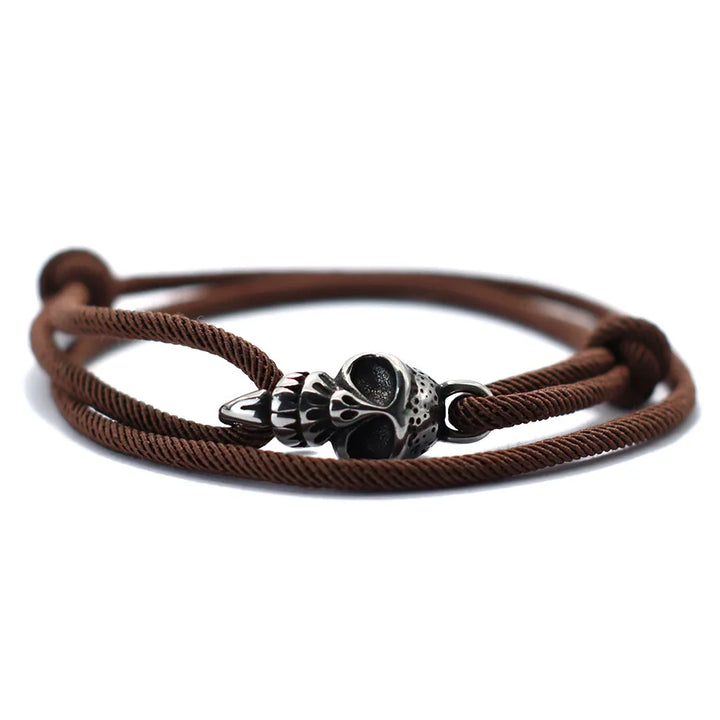 Steel Skull Bracelet | Brown Twill Tees