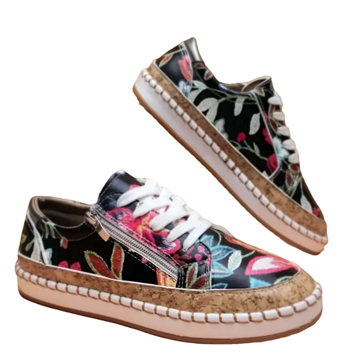 Women Lace Up | Orthopedic Shoes | Black Twill Tees