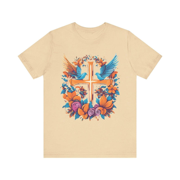 Christian Serene Cross T Shirt | Soft Cream