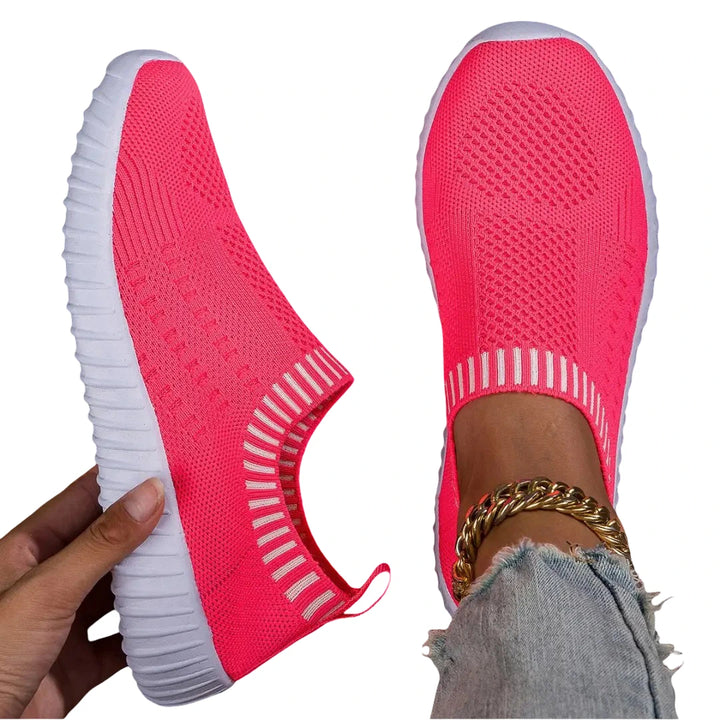 Women Air Knit Sneakers | Orthopedic Shoes | Pink Twill Tees