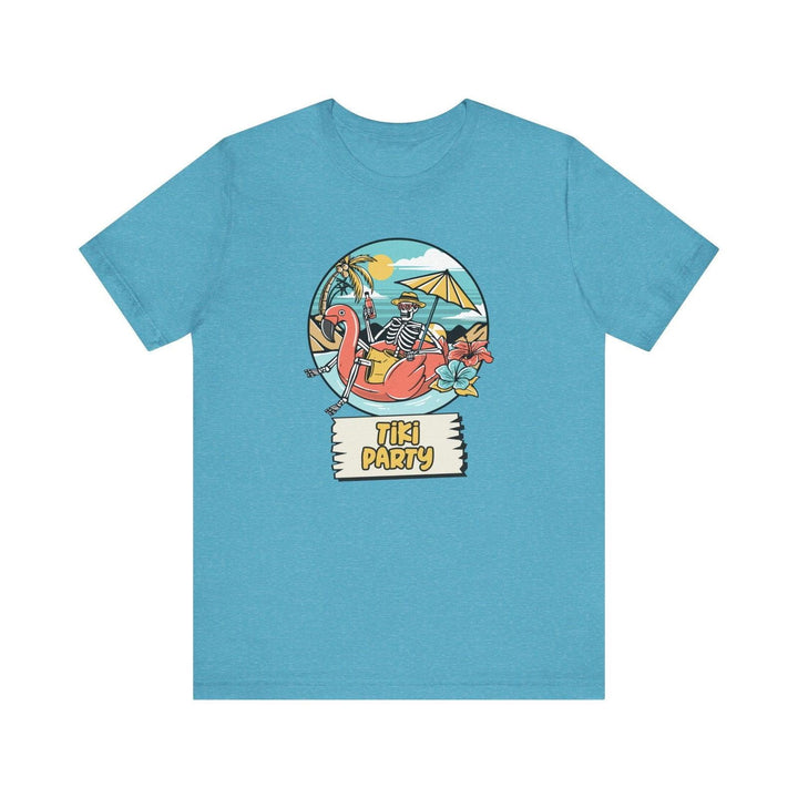 Beach Skeletons in Paradise T Shirt | Heather Aqua