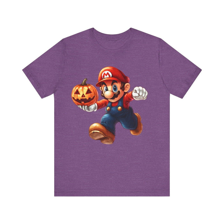 Mario Spooky Mario Pumpkin T Shirt | Heather Team Purple