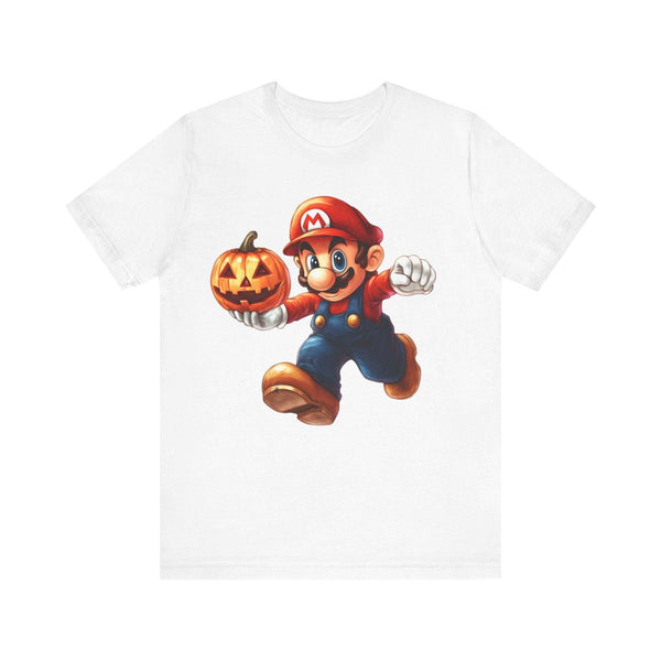 Mario Spooky Mario Pumpkin T Shirt | White