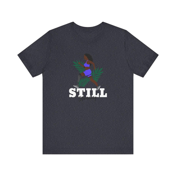 Flower Still Running T Shirt | Heather Navy