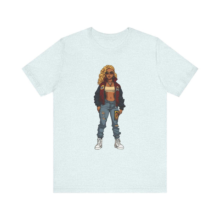 Hip Hop Street Style Diva T Shirt | Heather Ice Blue