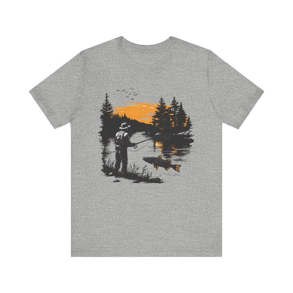 Fishing Sunset Angler T Shirt | Athletic Heather