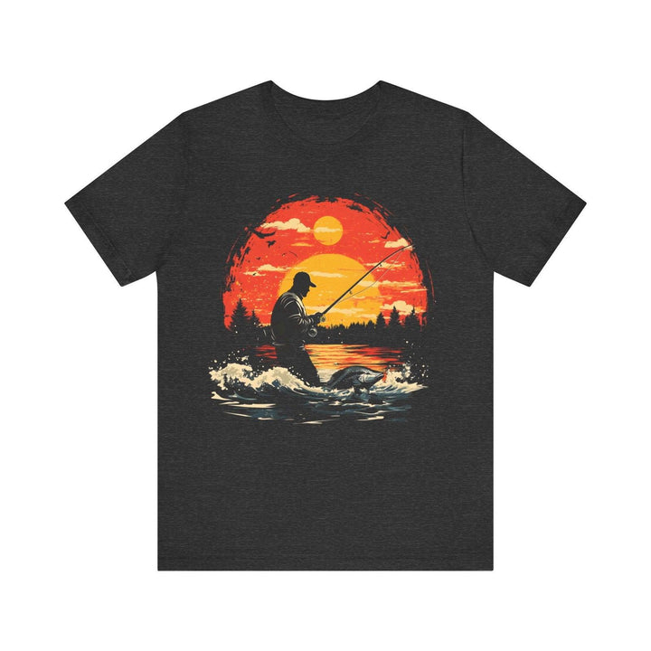 Fishing Sunset Catch T Shirt | Dark Grey Heather