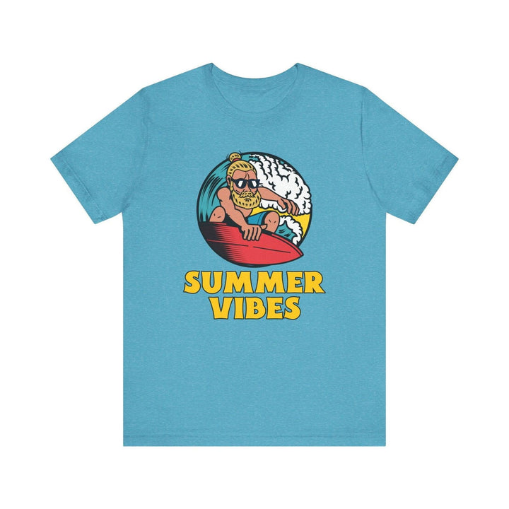 Beach Surfer’s Chill Vibes T Shirt | Heather Aqua