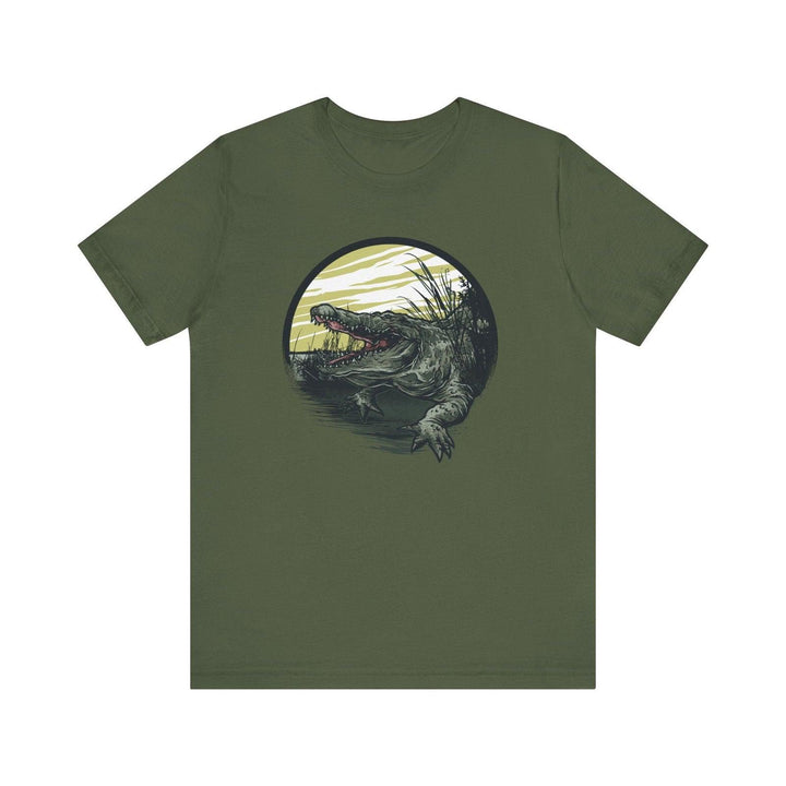 Beach Swamp Predator Alligator T Shirt | Military Green Twill Tees