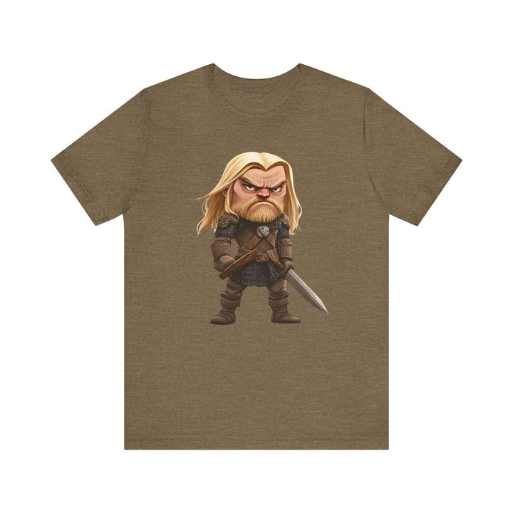 Zelda Tiny Viking Defender T Shirt | Heather Olive