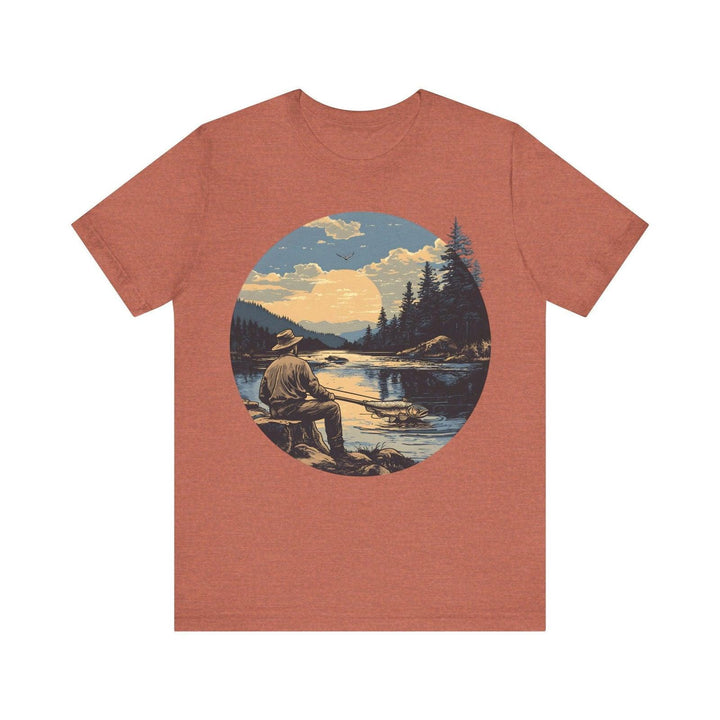 Fishing Tranquil Sunset T Shirt | Heather Clay