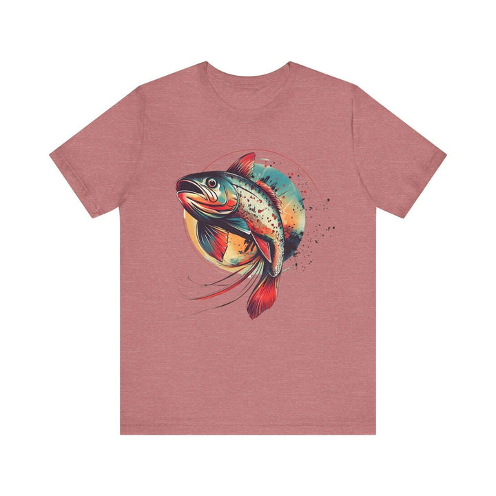 Fishing Vibrant Trout Splash T Shirt | Heather Mauve