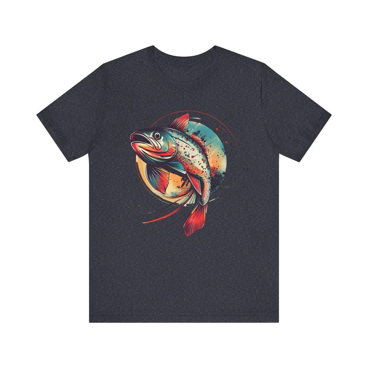 Fishing Vibrant Trout Splash T Shirt | Heather Navy