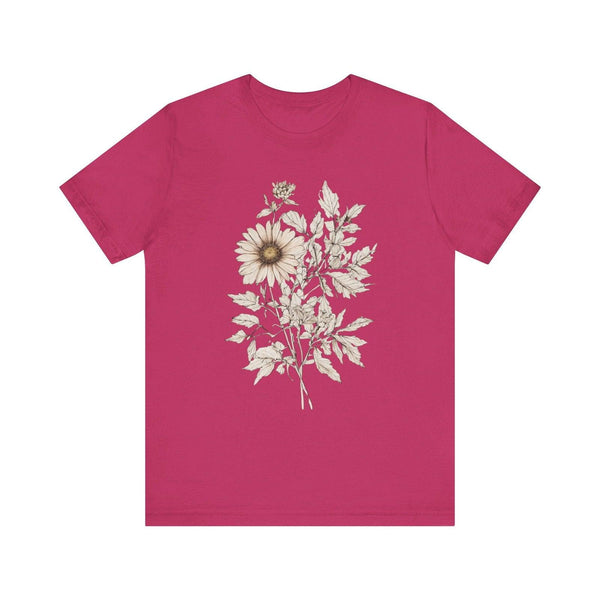 Flower Vintage Bloom Sketch T Shirt | Berry Twill Tees