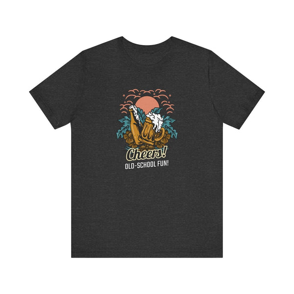 Beach Vintage Cheers Vibes T Shirt | Dark Grey Heather Twill Tees