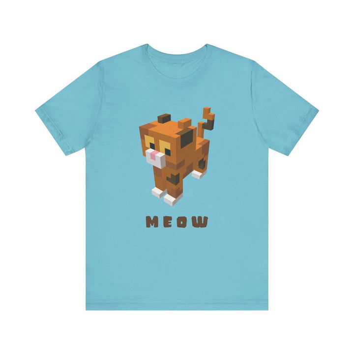 Minecraft Voxel Meow T Shirt | Turquoise