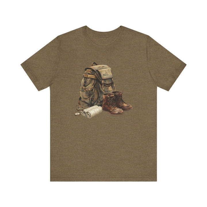 Hiking Wanderer's Gear T Shirt | Heather Olive