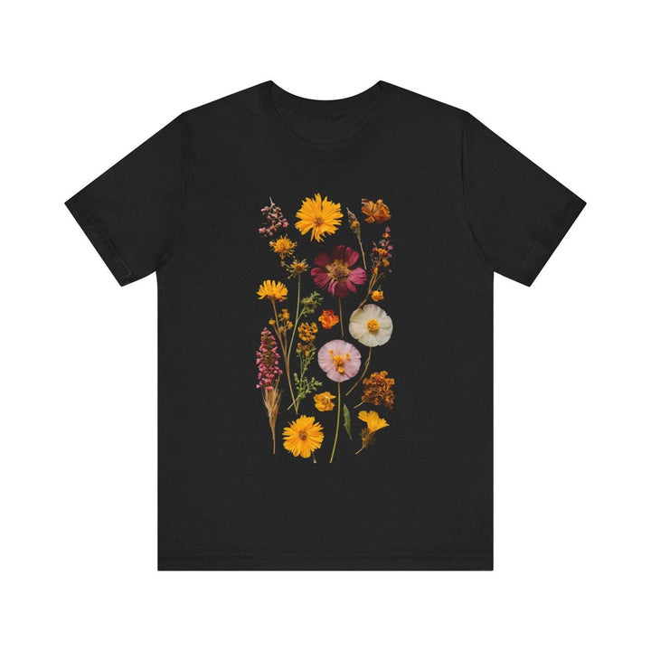 Flower Wildflower Collage T Shirt | Black