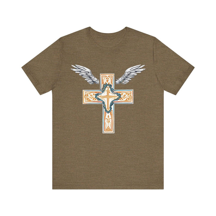 Christian Wings of Faith T Shirt | Heather Olive